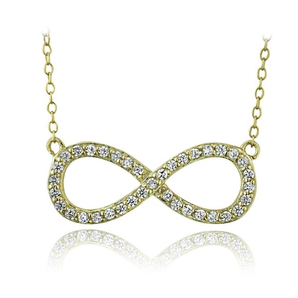 GoldTone/Sterling Silver CZ Infinity Necklace - Picture 1 of 3
